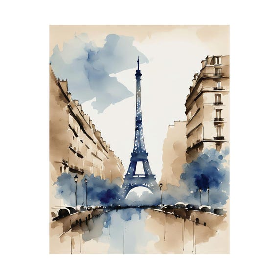 Eiffel Tower Paris Watercolor Art Print