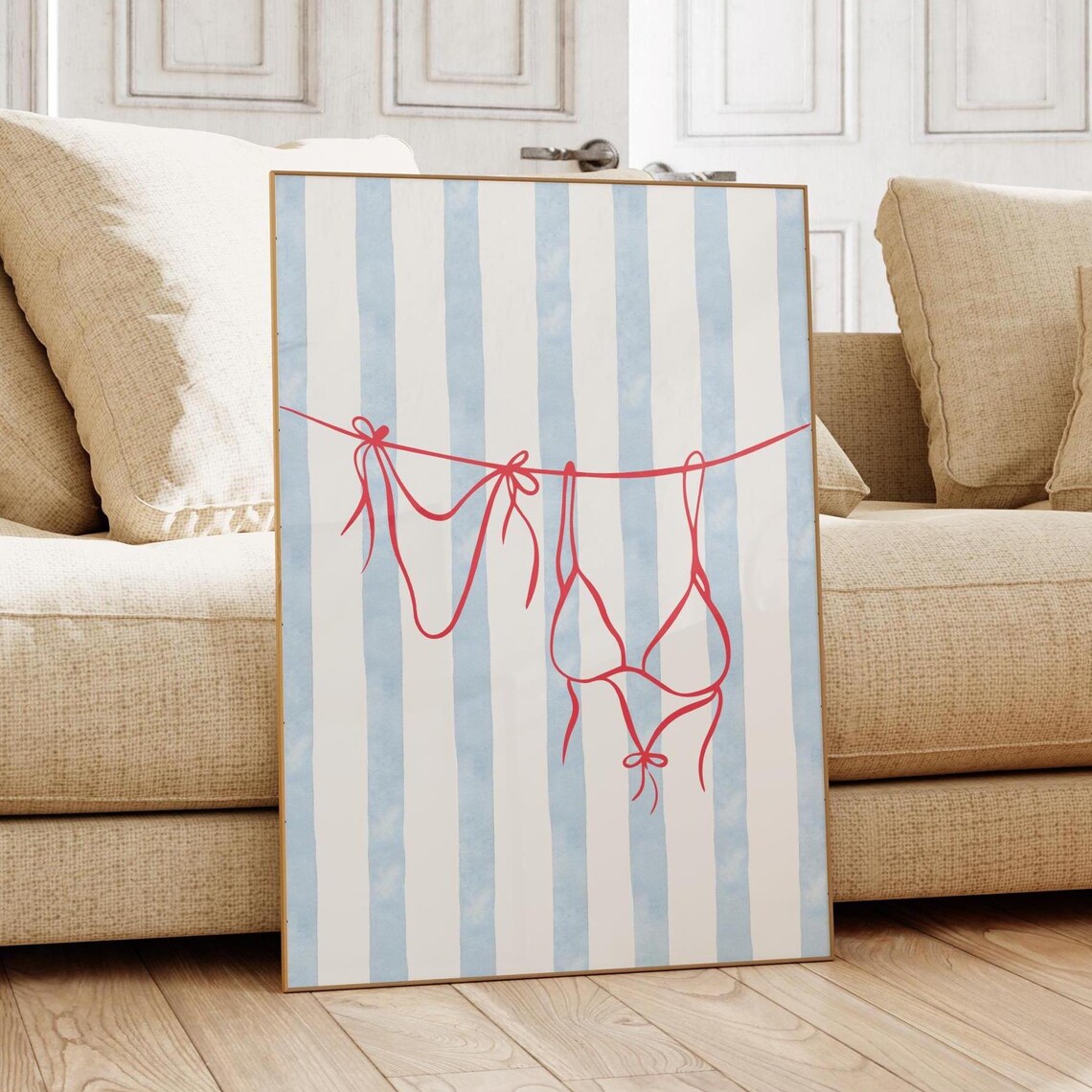 Bikini Red Hanger Drying Rack, Summer Sea