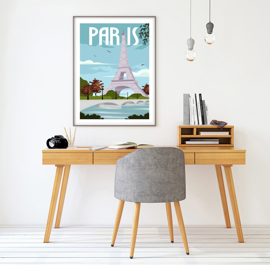 Paris Travel Poster, Retro Eiffel Tower Art Print - Image 2