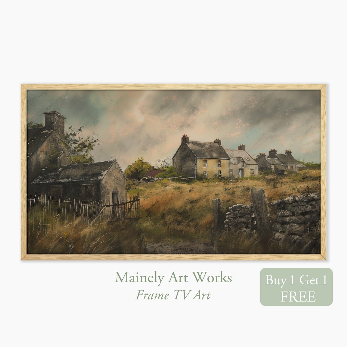 Village Farmhouses Frame Tv Art Antique Style Art For Frame Tv Paintings Of Irish Farmhouses Vintage Frame Tv