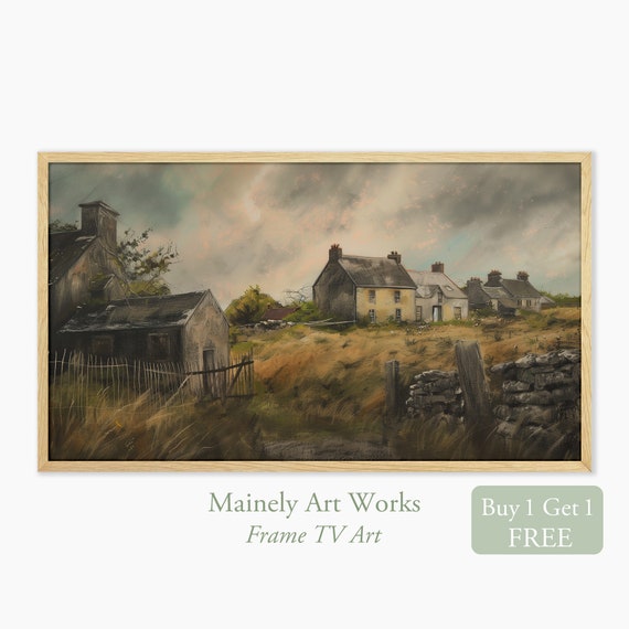 Village Farmhouses Frame Tv Art Antique Style Art For Frame Tv Paintings Of Irish Farmhouses Vintage Frame Tv