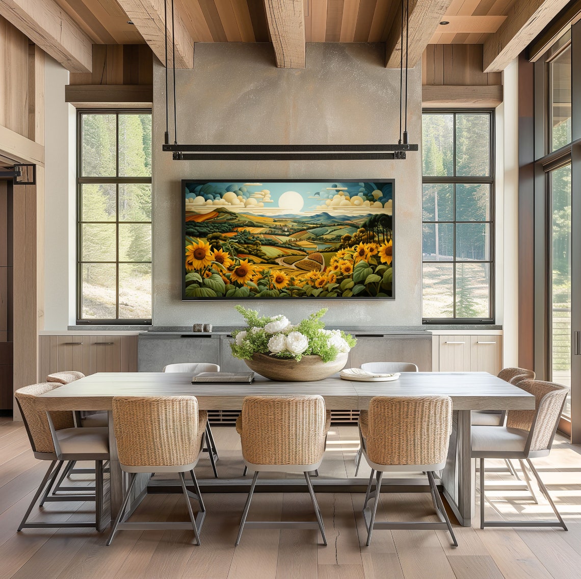 Sunflower Paintings For Frame Tv Art Field Of Sunflowers For Frame Tv Farm Painting Of Country Sunflowers Summer Flowers Tv Art - Image 2
