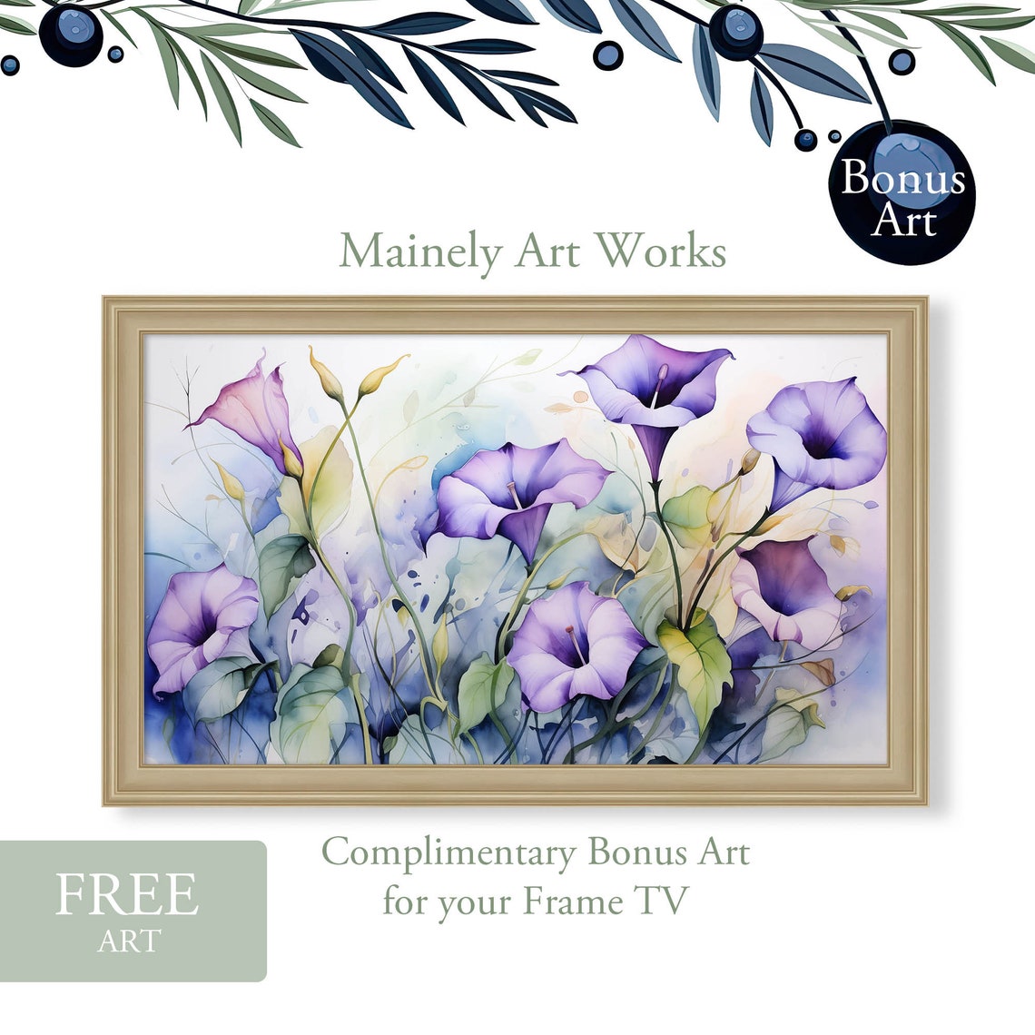 Summer Flowers Frame Tv Art Cosmos Flowers Tv Art Morning Glories Tv Art Watercolor Frame Tv Art Bonus Art - Image 2