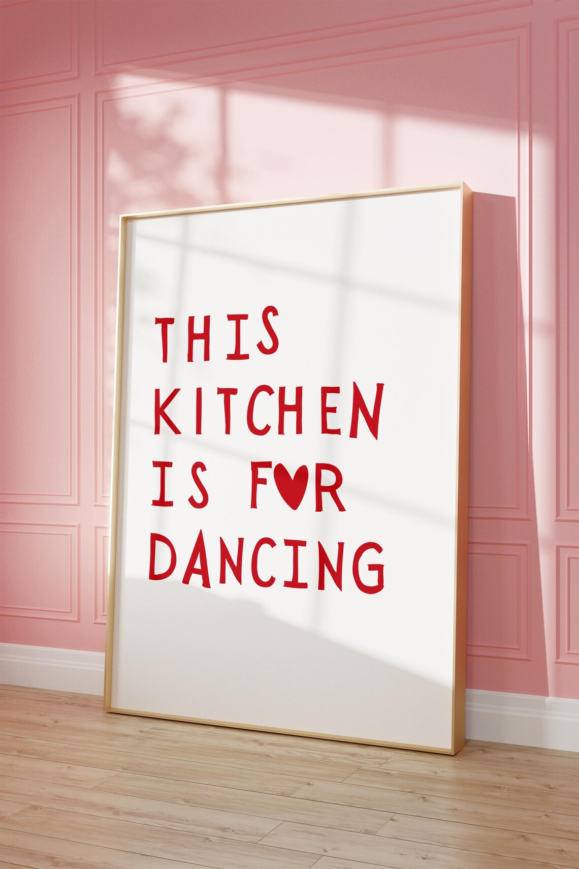 Aesthetic Kitchen Decor Cute Dance Art Red Kitchen Wall Art Print Minimalist Heart Print Trendy Kitchen Poster - Image 2