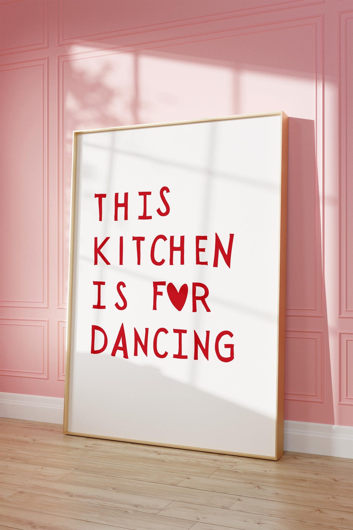 This Kitchen Is For Dancing Red Heart Typography Kitchen Decor Poster - Image 2