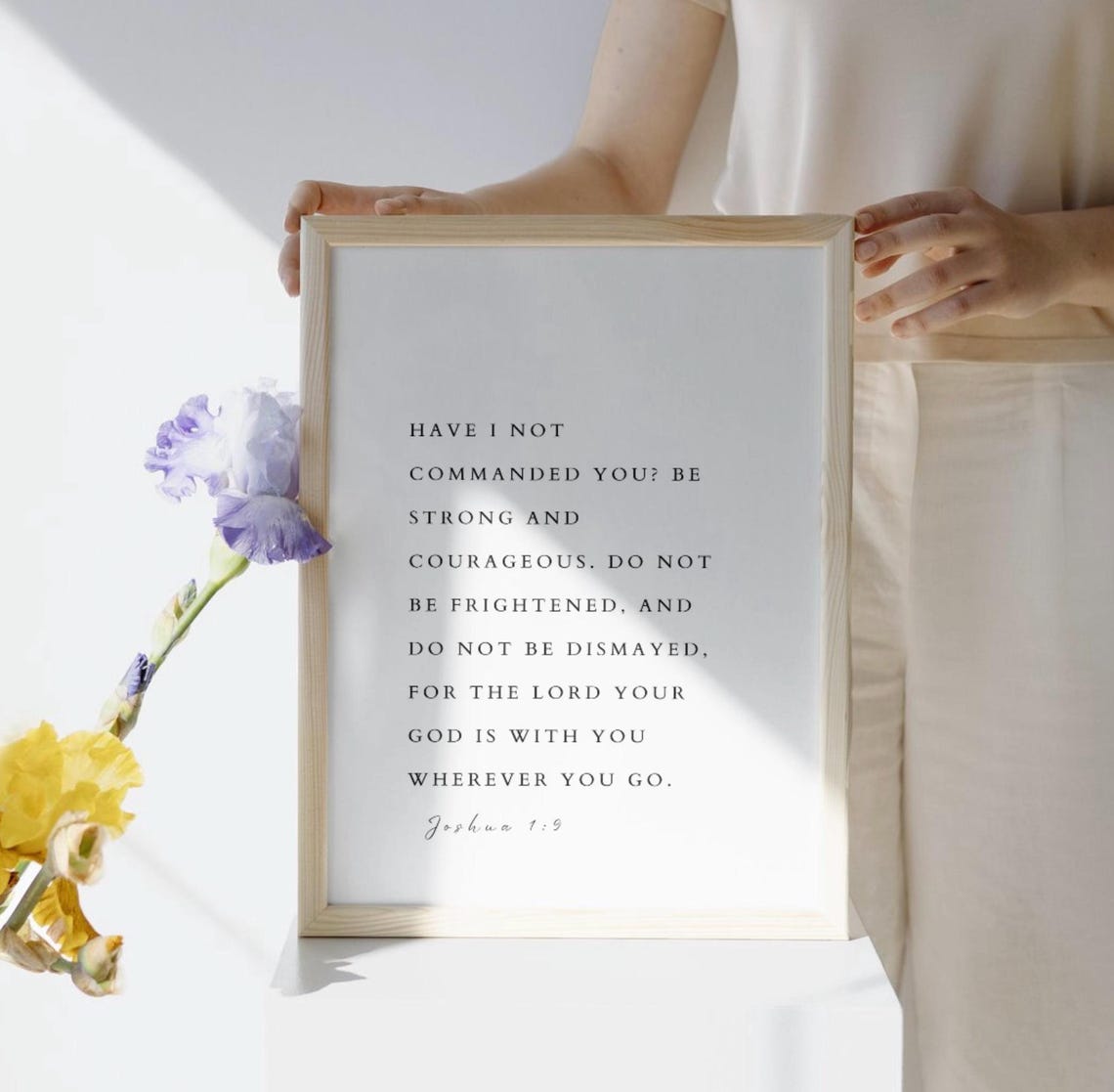 Joshua 19 Be Strong and Courageous Minimalist Scripture Verse Poster - Image 4