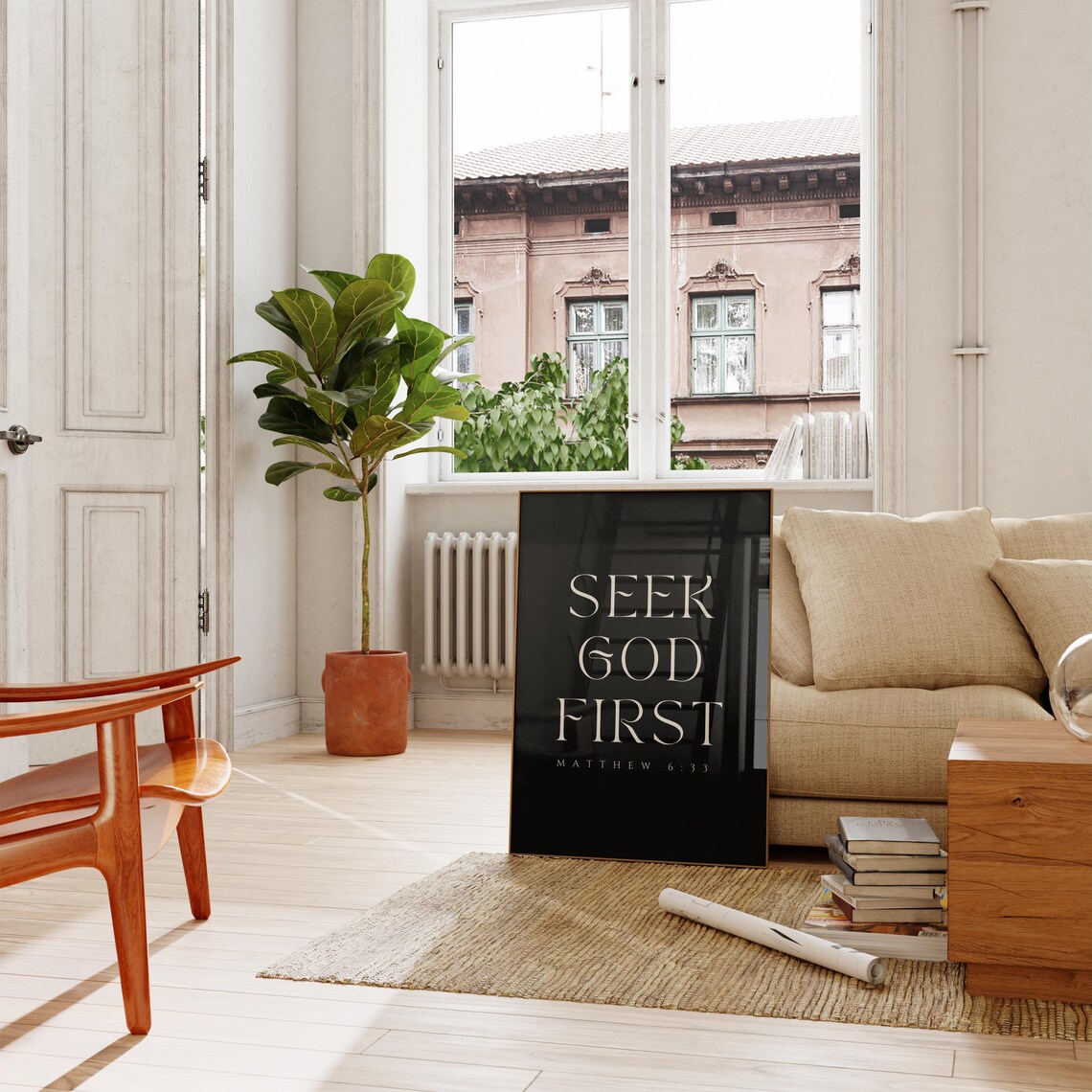 Matthew 633 Seek God First Christian Bible Verse Wall Art Bible Verse Christian Wall Art Modern Scripture Print - Image 3