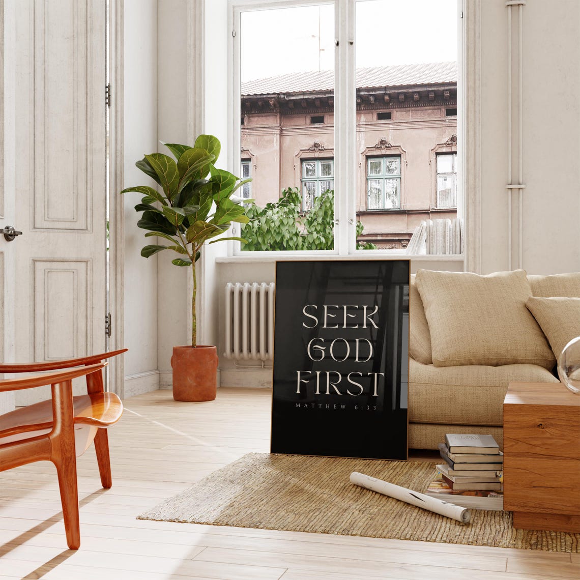 Seek God First Matthew 633 Bold Black Christian Verse Wall Poster - Image 3