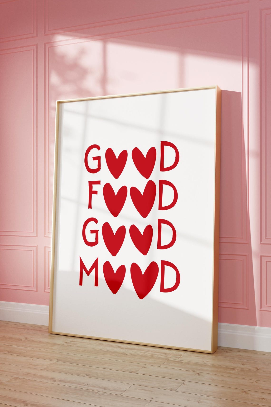 Good Food Good Mood Red Heart Kitchen Typography Decor Wall Art - Image 2