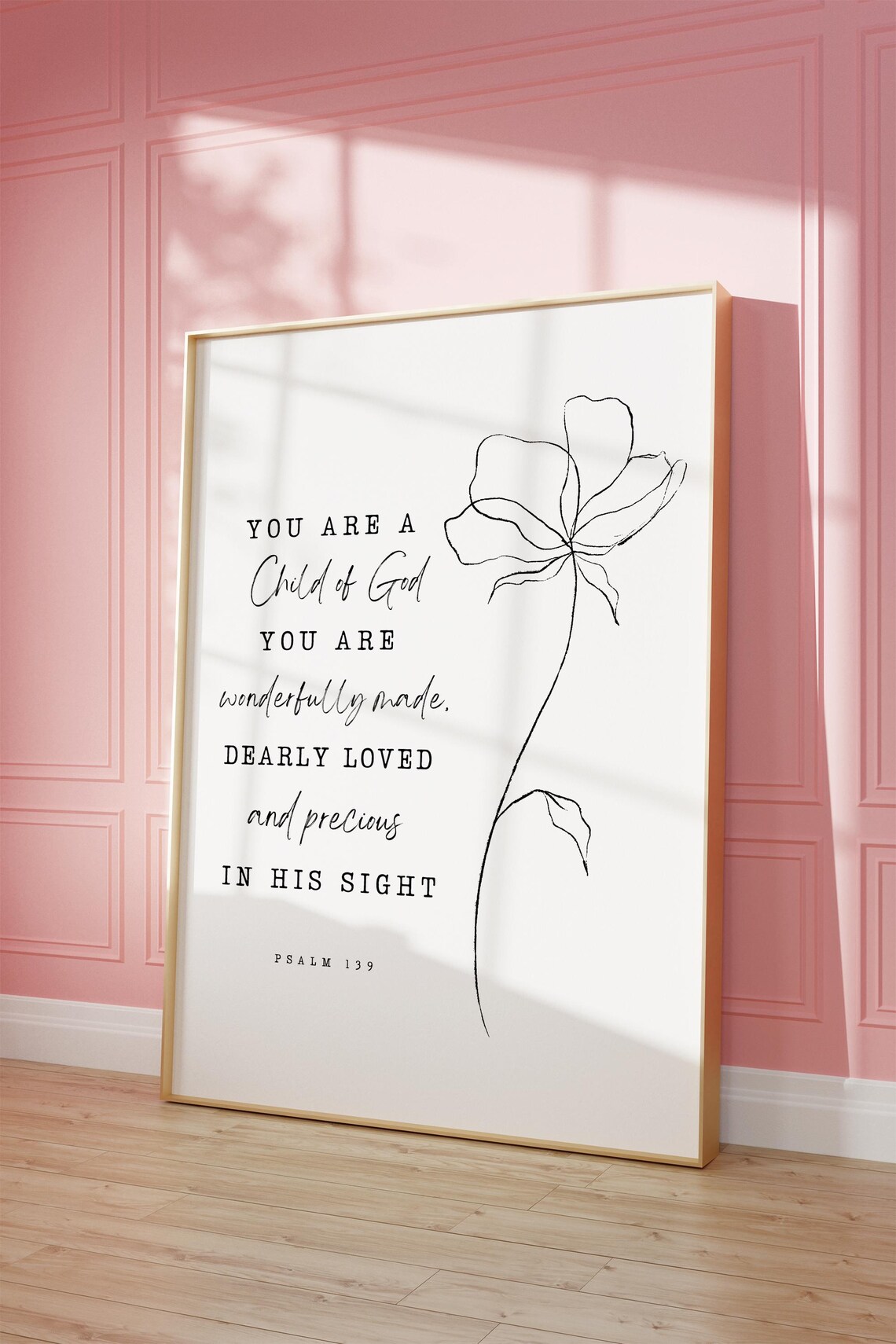 Psalm 139 Scripture Line Drawing Floral Art Print