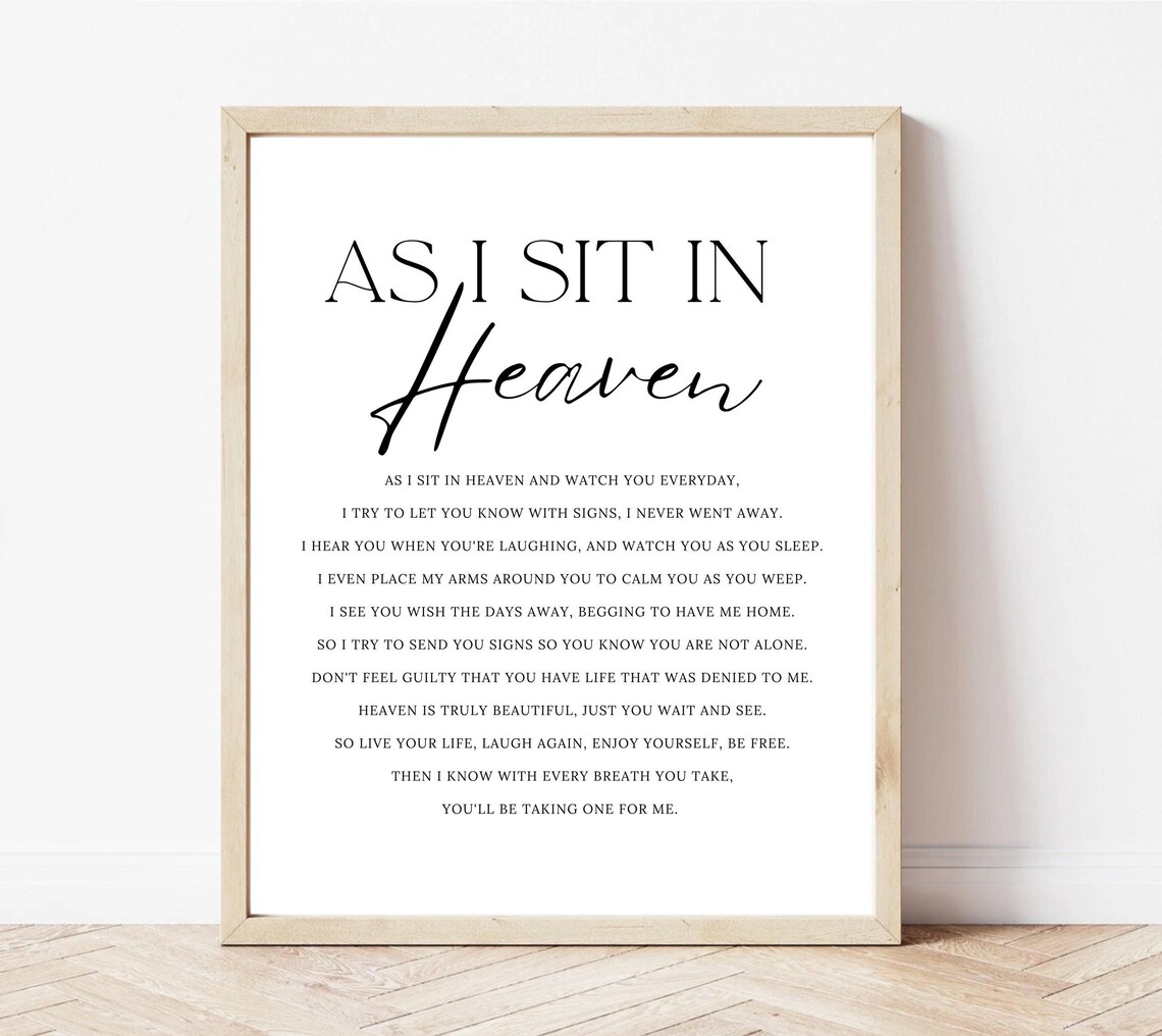 As I Sit In Heaven Christian Poem Art Print