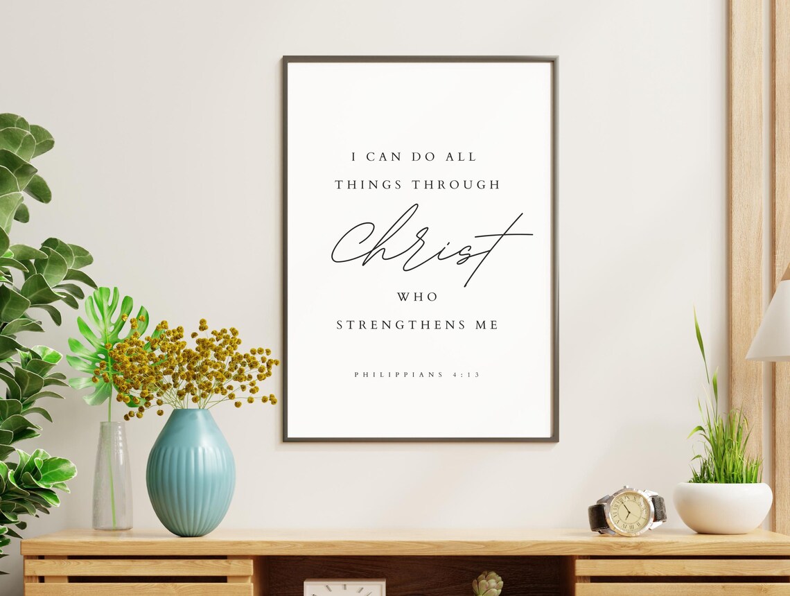 Philippians 4:13 Bible Verse Scripture Art Print