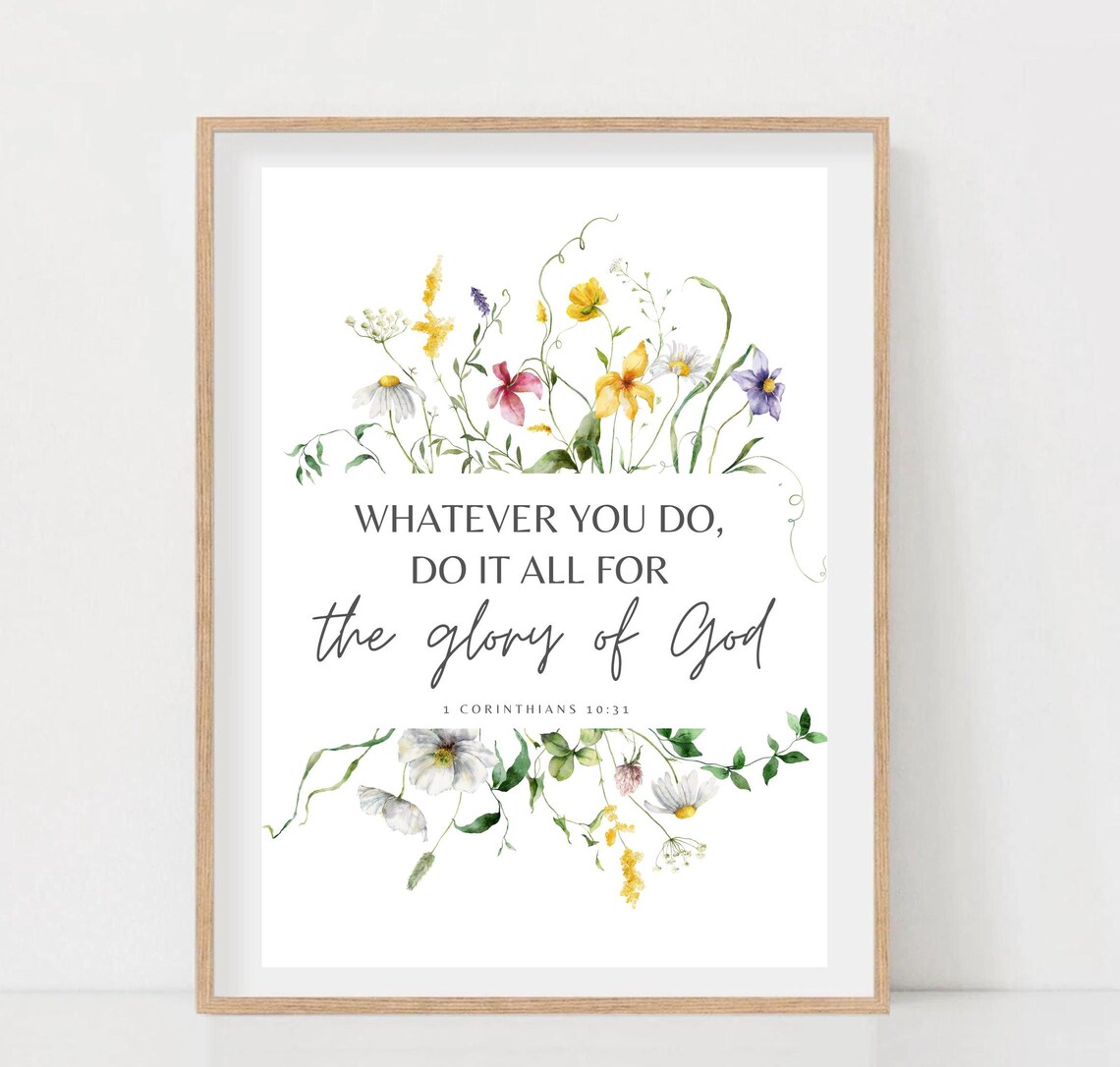 1 Corinthians 10:31 Christian Office Decor Art Print - Image 2
