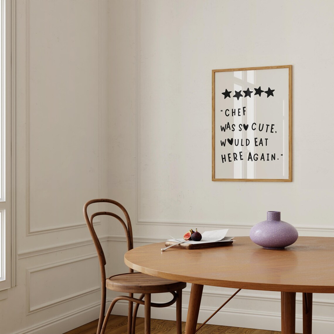 Aesthetic Kitchen Decor Cute Cooking Art Kitchen Wall Art Print Minimalist Heart Print Black Chef Art Print - Image 2