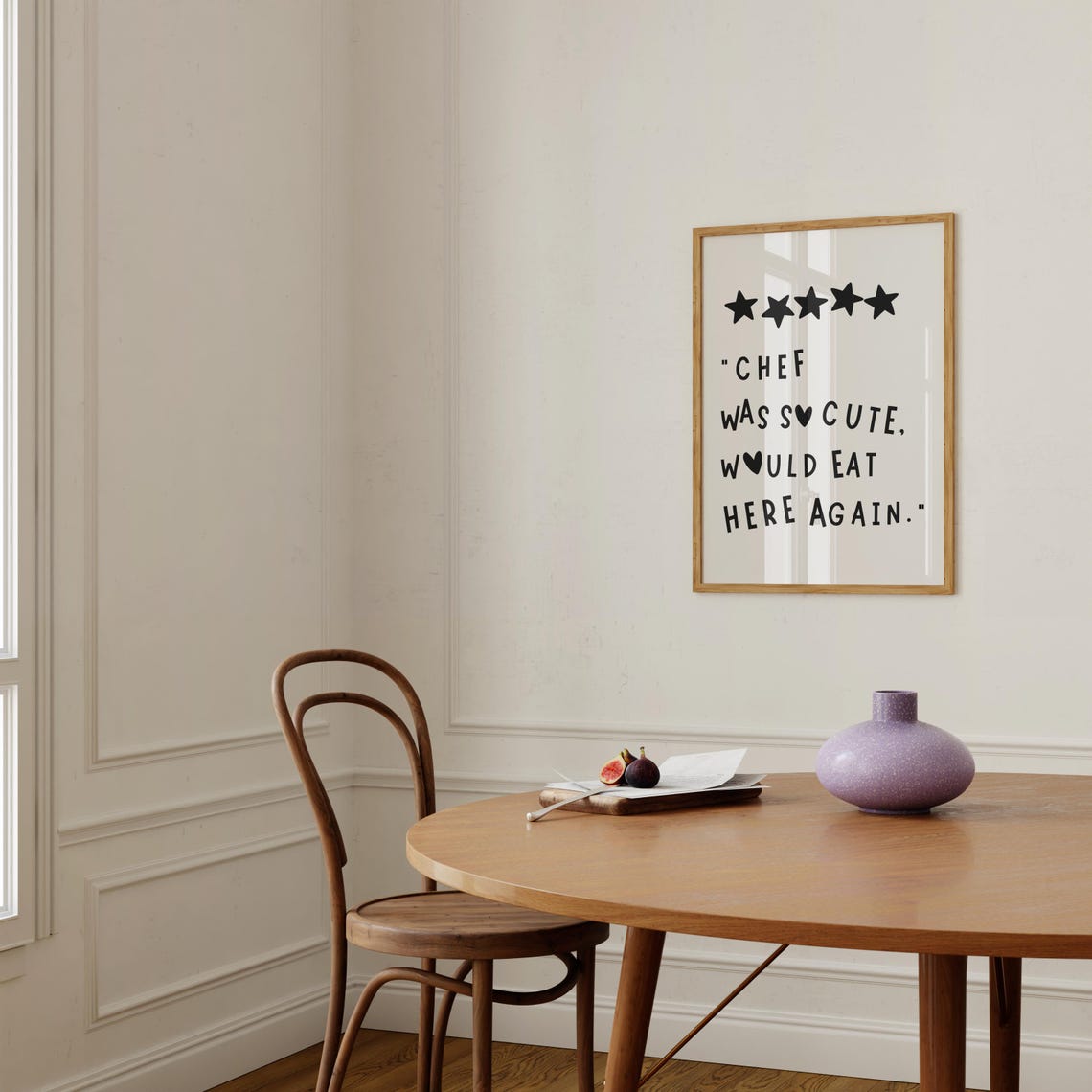 Chef Was So Cute Five Star Review Funny Kitchen Quote Black Print - Image 2