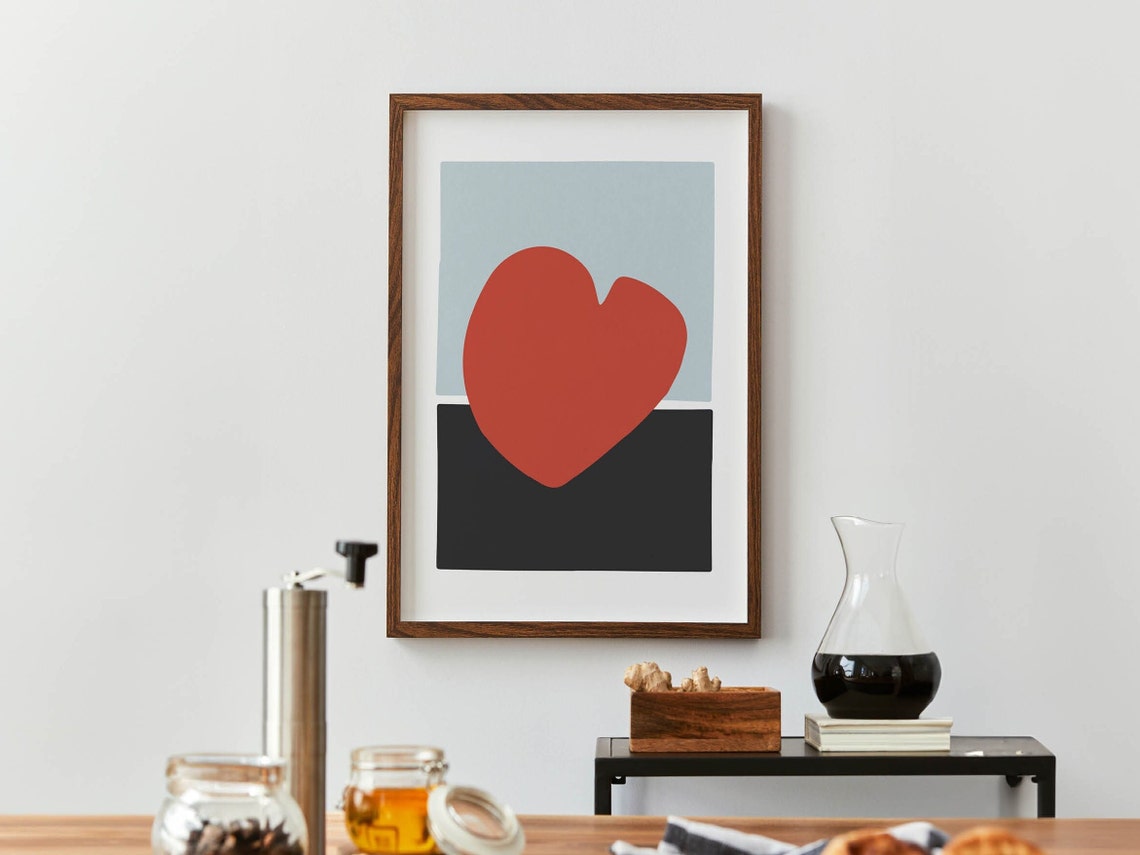 Abstract Red Heart Modern Minimalist Romantic Love Decor Poster - Image 2