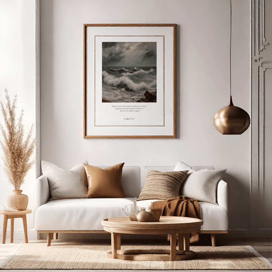 Psalm 934 Christian Poster, Minimalist Vintage Waves - Image 2