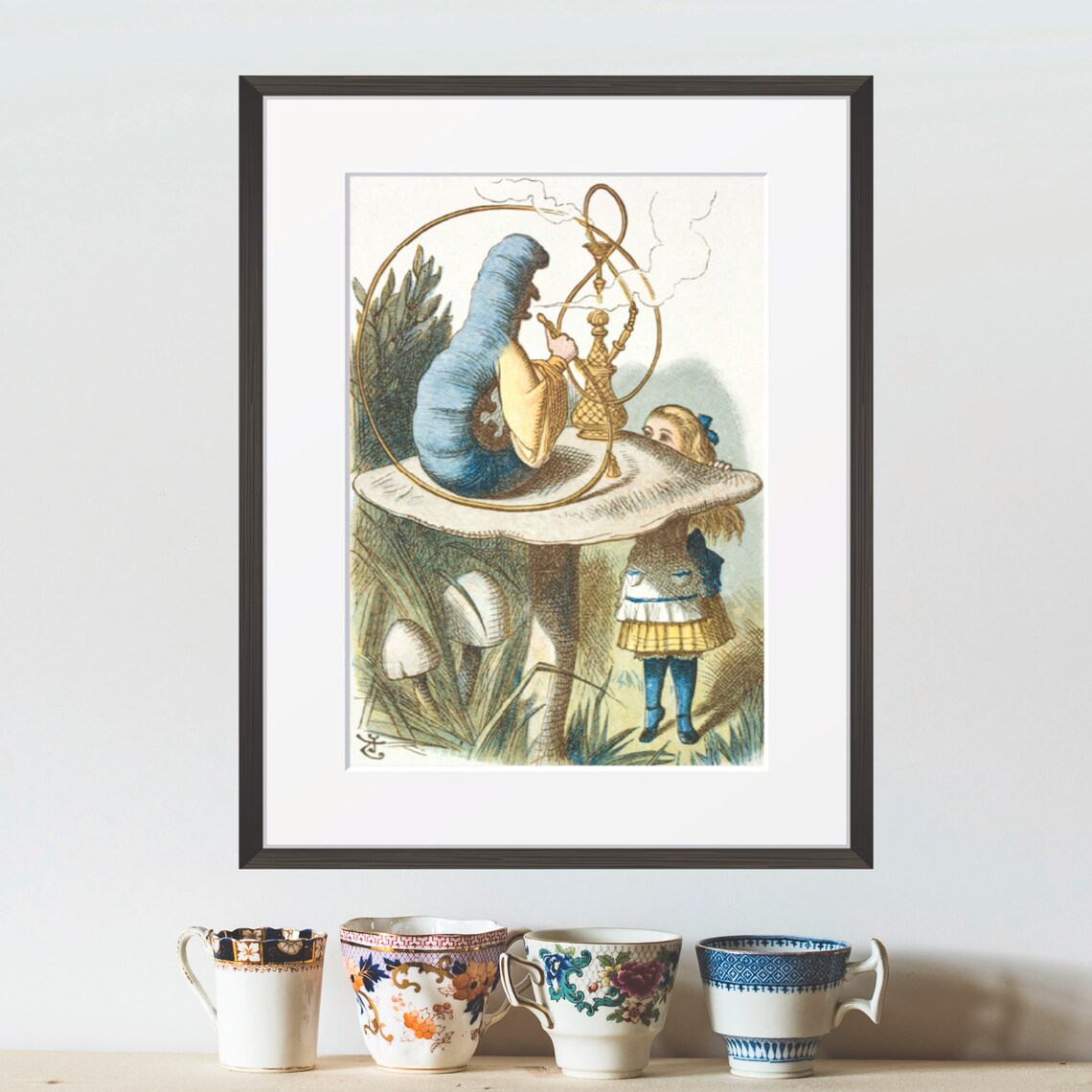 Alice In Wonderland Caterpillar Mushroom Tenniel Illustration Poster - Image 3