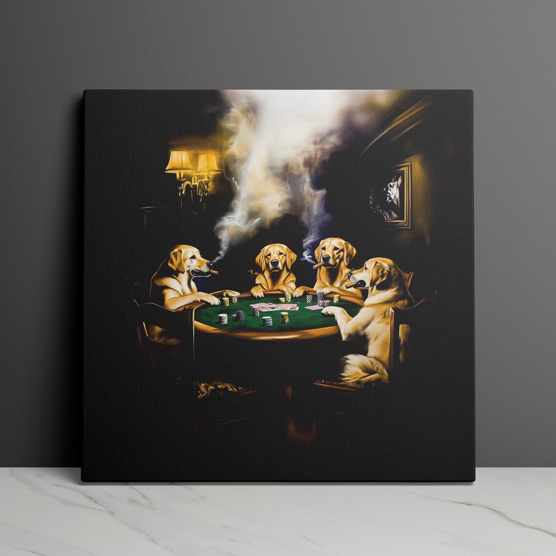 Labrador Poker Dog, Funny Game Room Art Print - Image 3