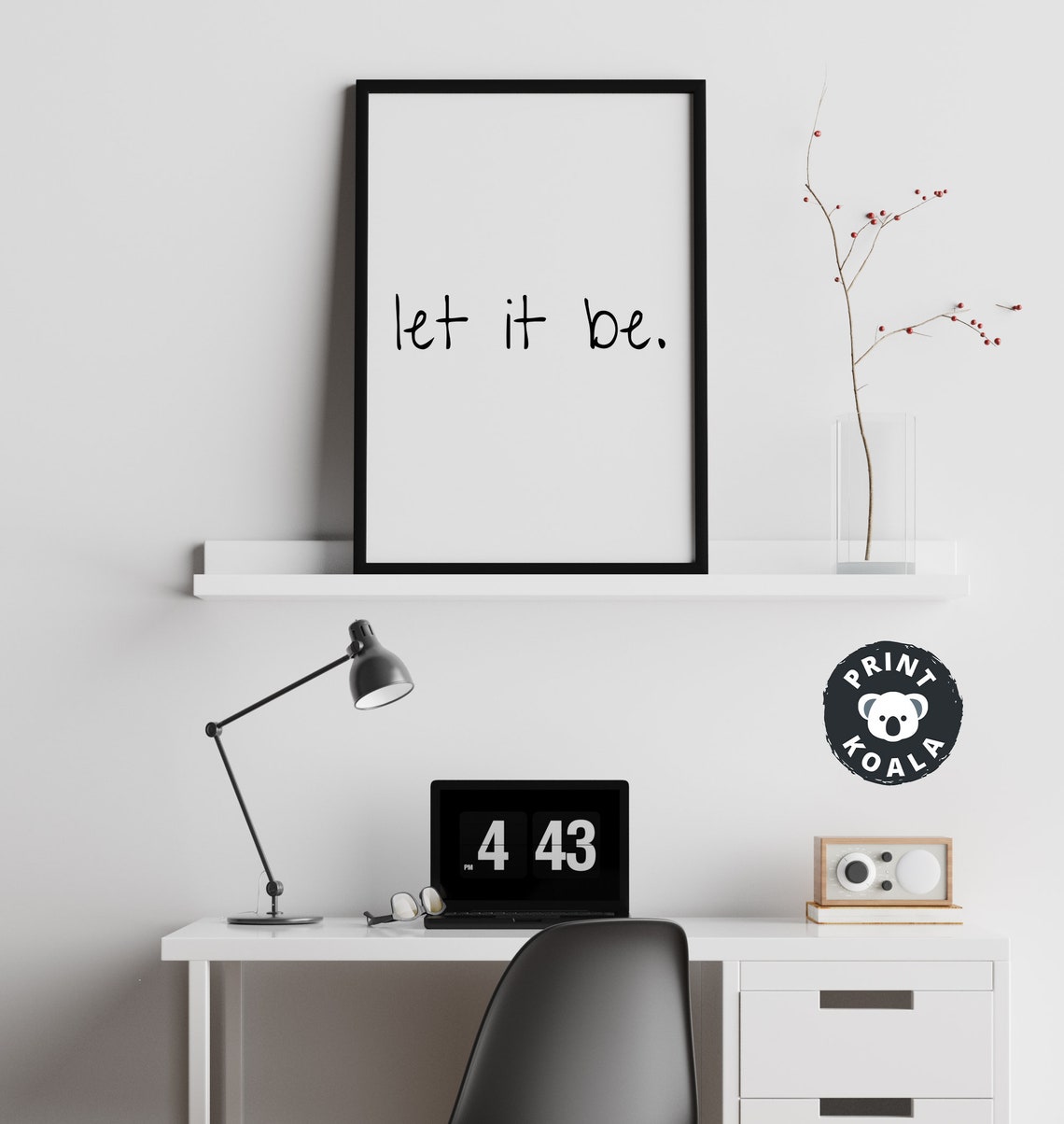 Let It Be Handwritten Script Quote Print Minimalist Calm Wall Decor - Image 2