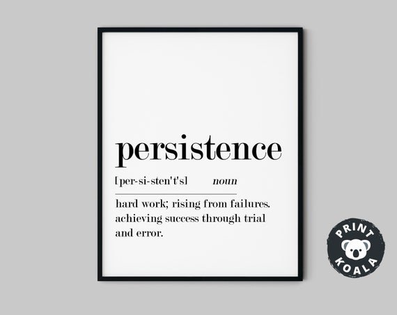 Persistence Definition Motivational Hard Work Trial And Error Poster