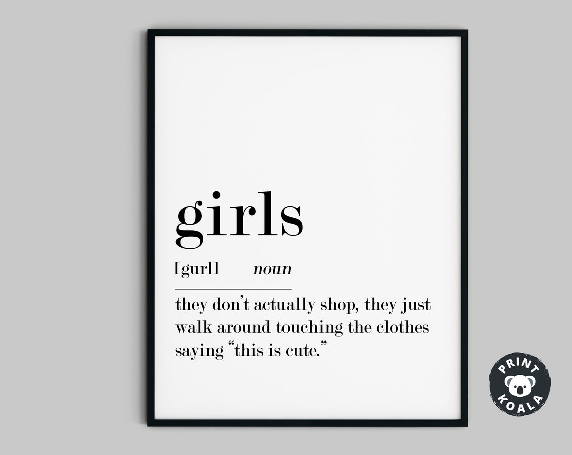 Funny Girls Definition Shopping Humor Dictionary Style Wall Art - Image 5