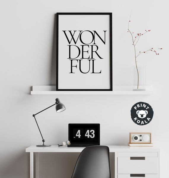 Wonderful Wall Art Typography Quote Wonderful Print Wonderful Art Print Wonderful Word Art Typography Print Bedroom