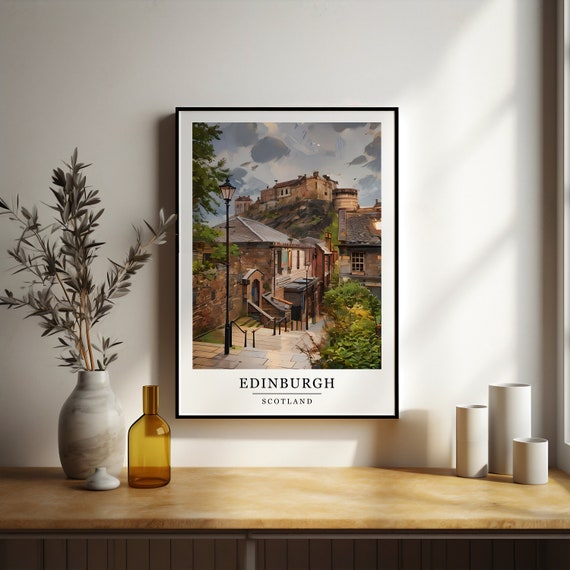 Edinburgh Scotland Print Cityscape Travel Poster