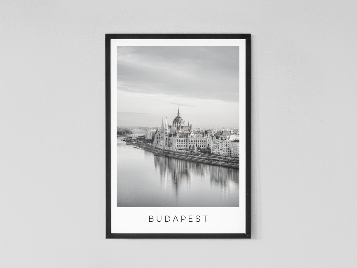 Budapest Skyline Print Black And White Cityscape Photo