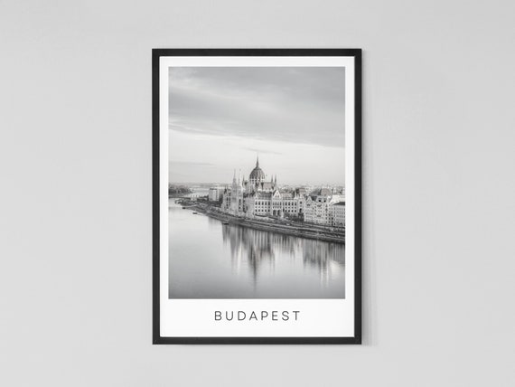 Budapest Skyline Print Black And White Cityscape Photo