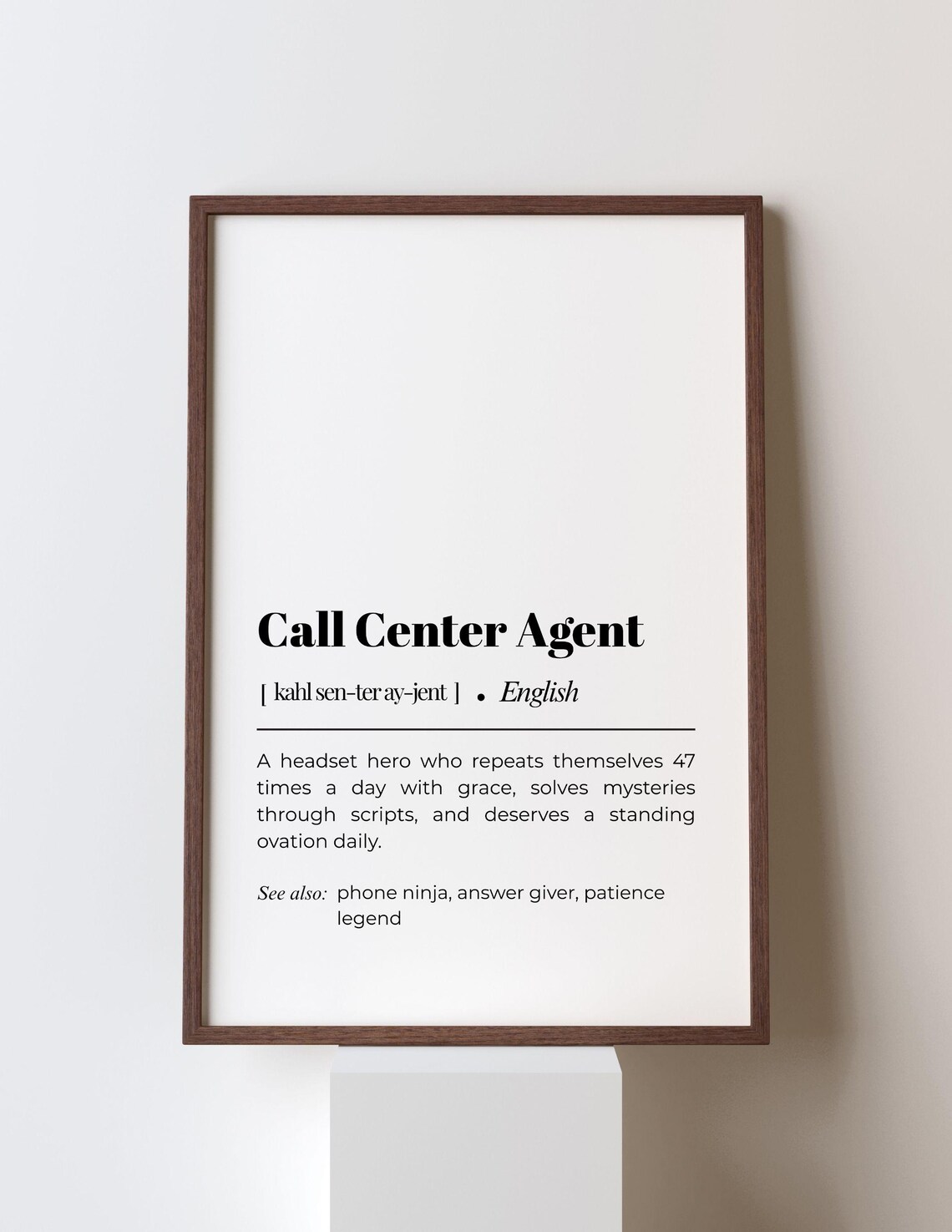Call Center Agent Definition Print Minimalist Office Art