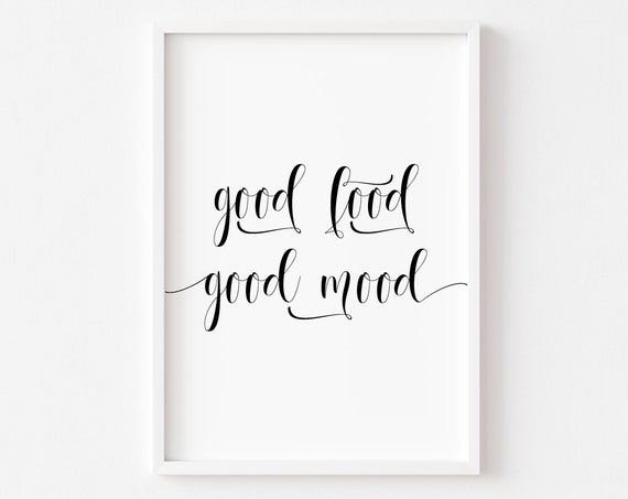 Kitchen Prints Good Food Mood Print Wall Art Decor Home Funny