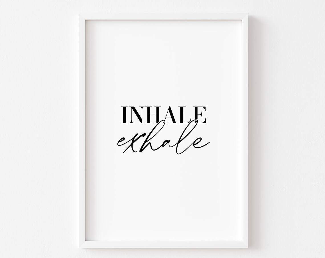 Bedroom Print Wall Art Inhale Exhale Decor Home Prints Inspirational Quotes Typography