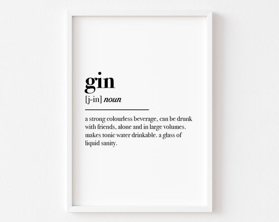 Kitchen Gin Definition Art Print, Food Wall Decor