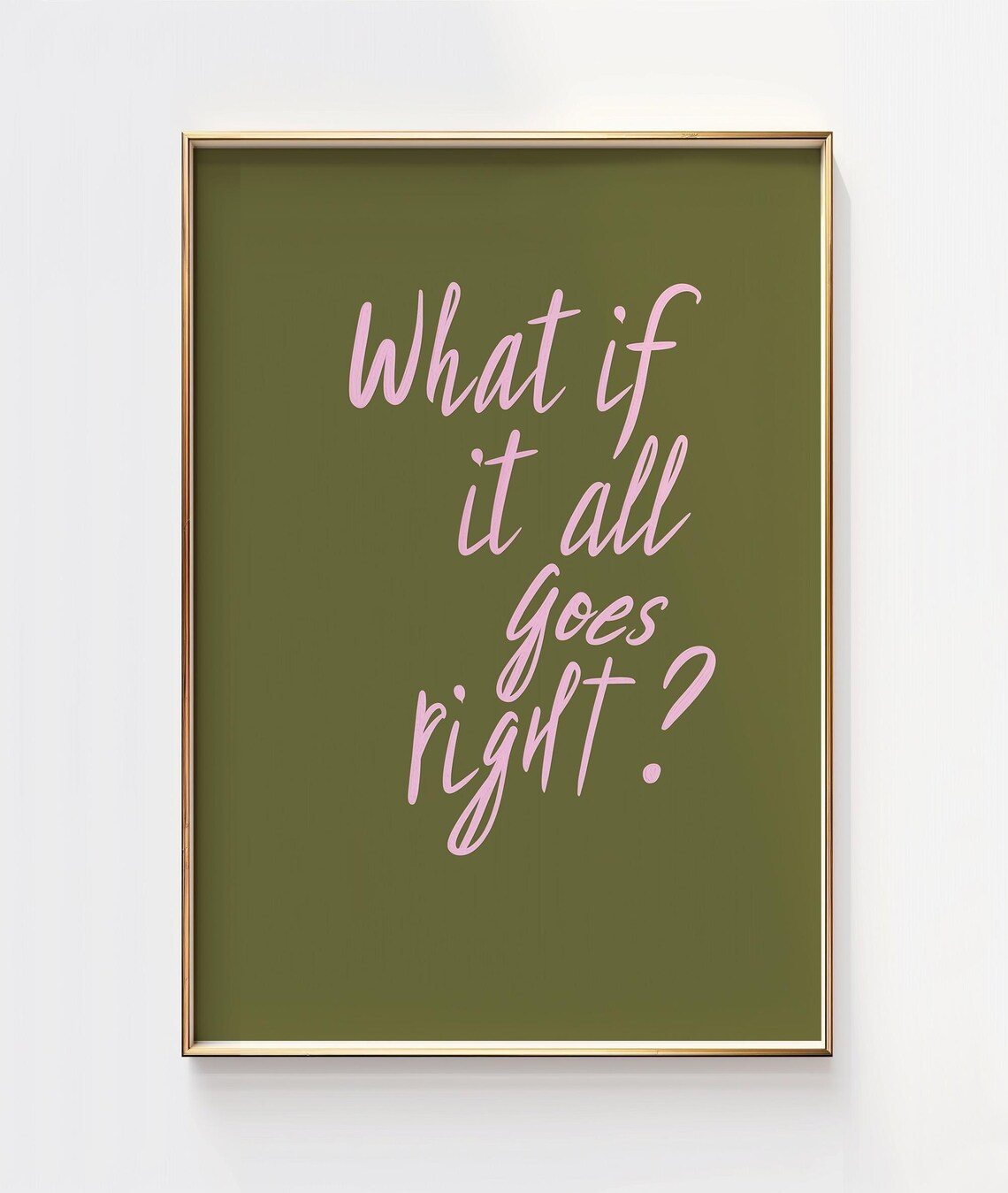 What If It All Goes Right Quote Print Motivational Wall Art Positive Affirmation Modern Minimalist Decor