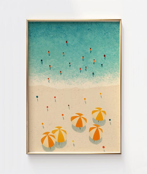 Minimalist Beach Umbrella Print Modern Coastal Wall Art