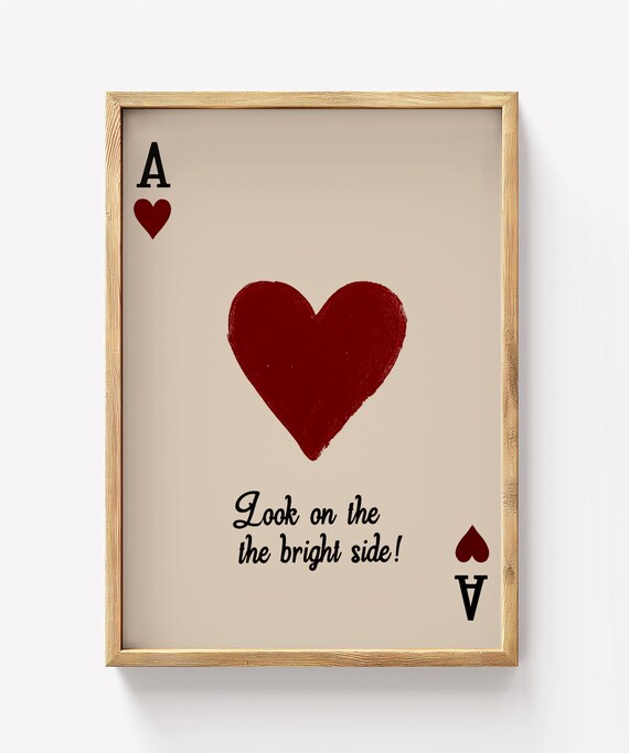 Ace Of Hearts Inspirational Quote Print Minimalist Wall Art Positive Motivational Poster Modern Decor