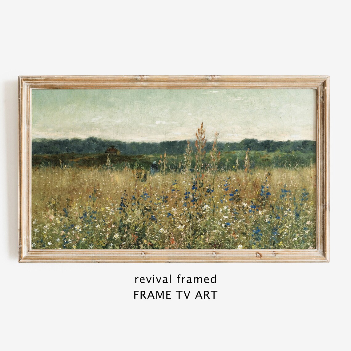 Vintage Wildflower Meadow Oil Painting Golden Field Countryside Landscape Poster