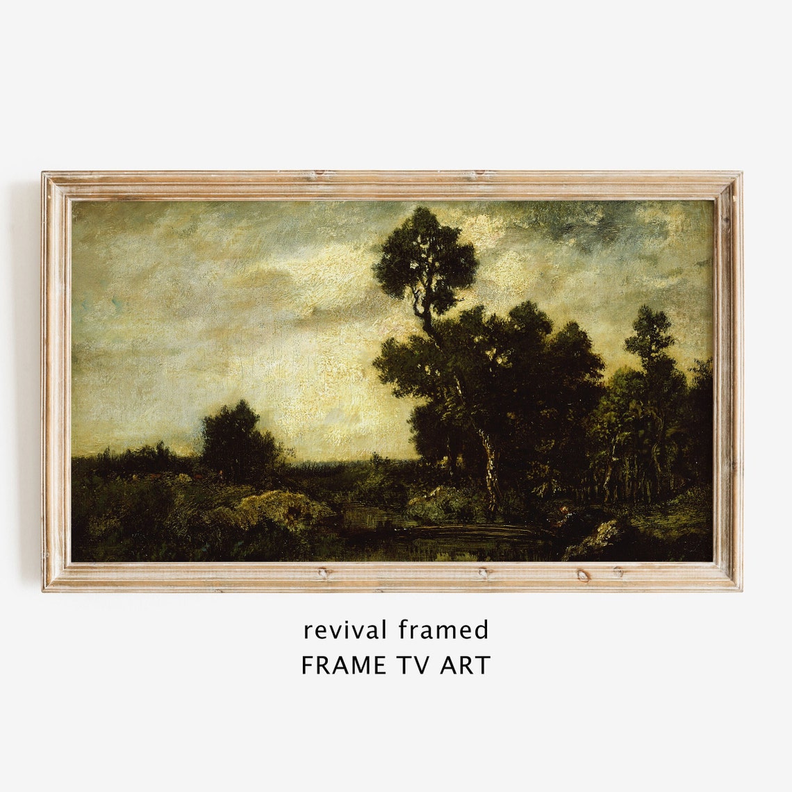 Moody Vintage Landscape with a Tall Lone Tree at Dusk Poster