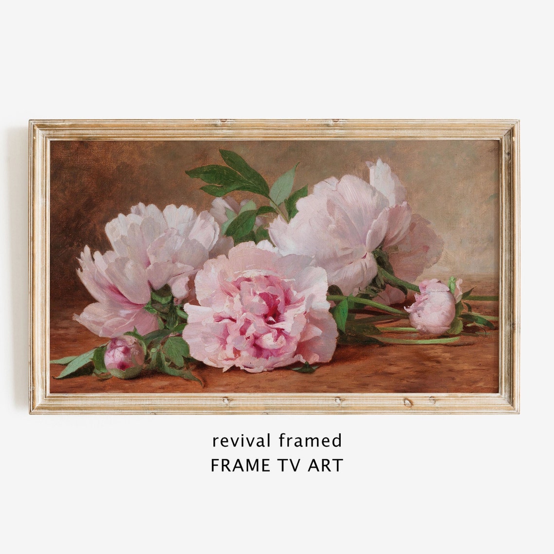 Frame Tv Art Floral Vintage Oil Painting Pink Peonies Frame Tv Art Tv Art Antique Still Life Large Gallery Wall Art