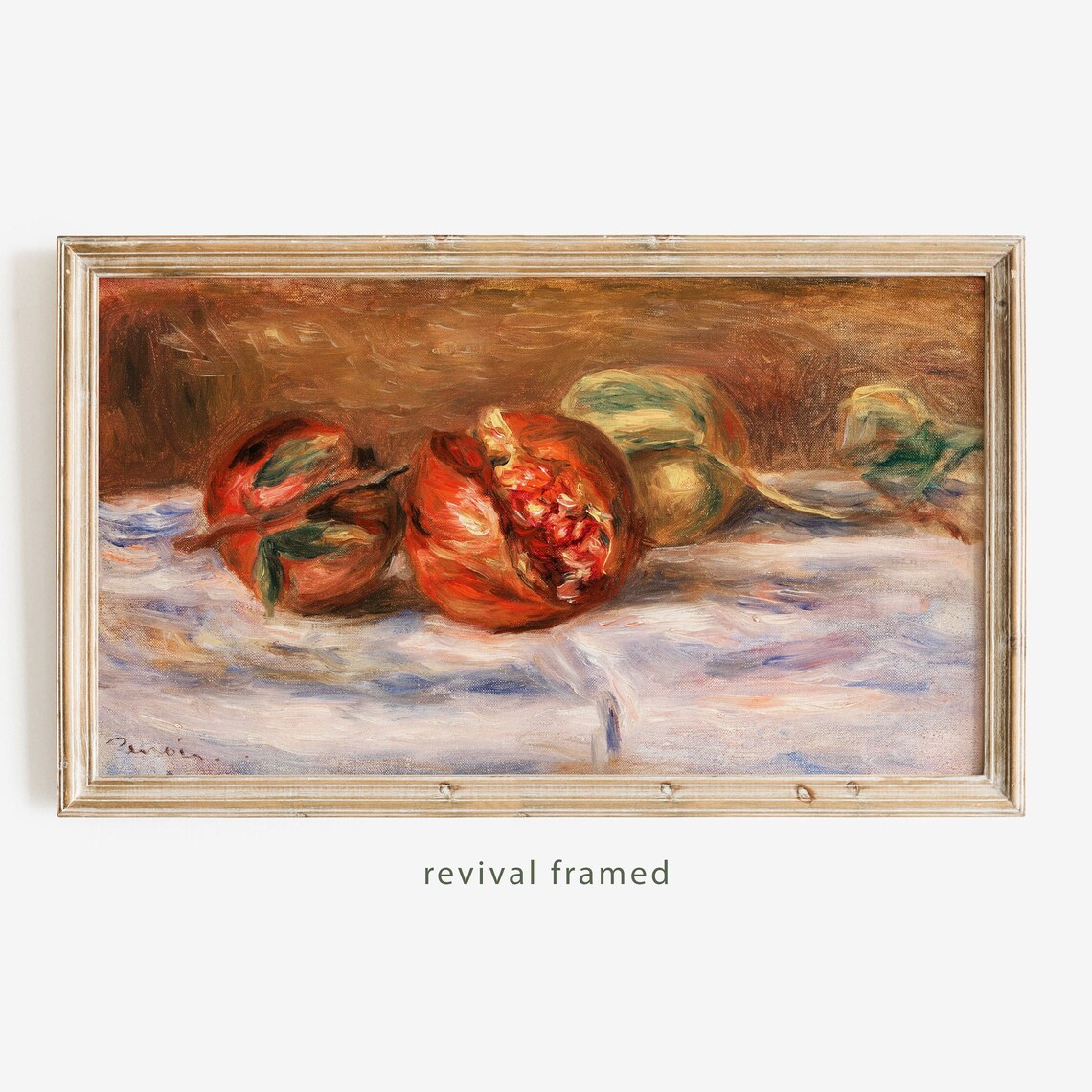 Renoir Pomegranates and Apples Vintage Still Life Fruit Painting Poster