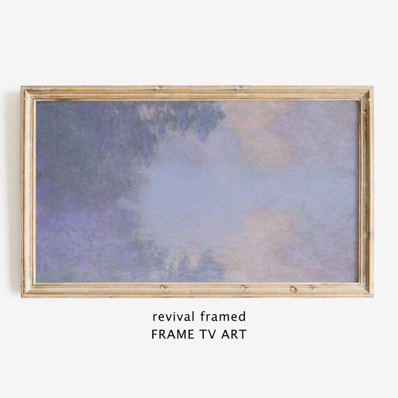 Pastel Abstract Frame Tv Art Clouds Claude Monet Vintage Painting Neutral Minimalist Home Decor Large Artwork