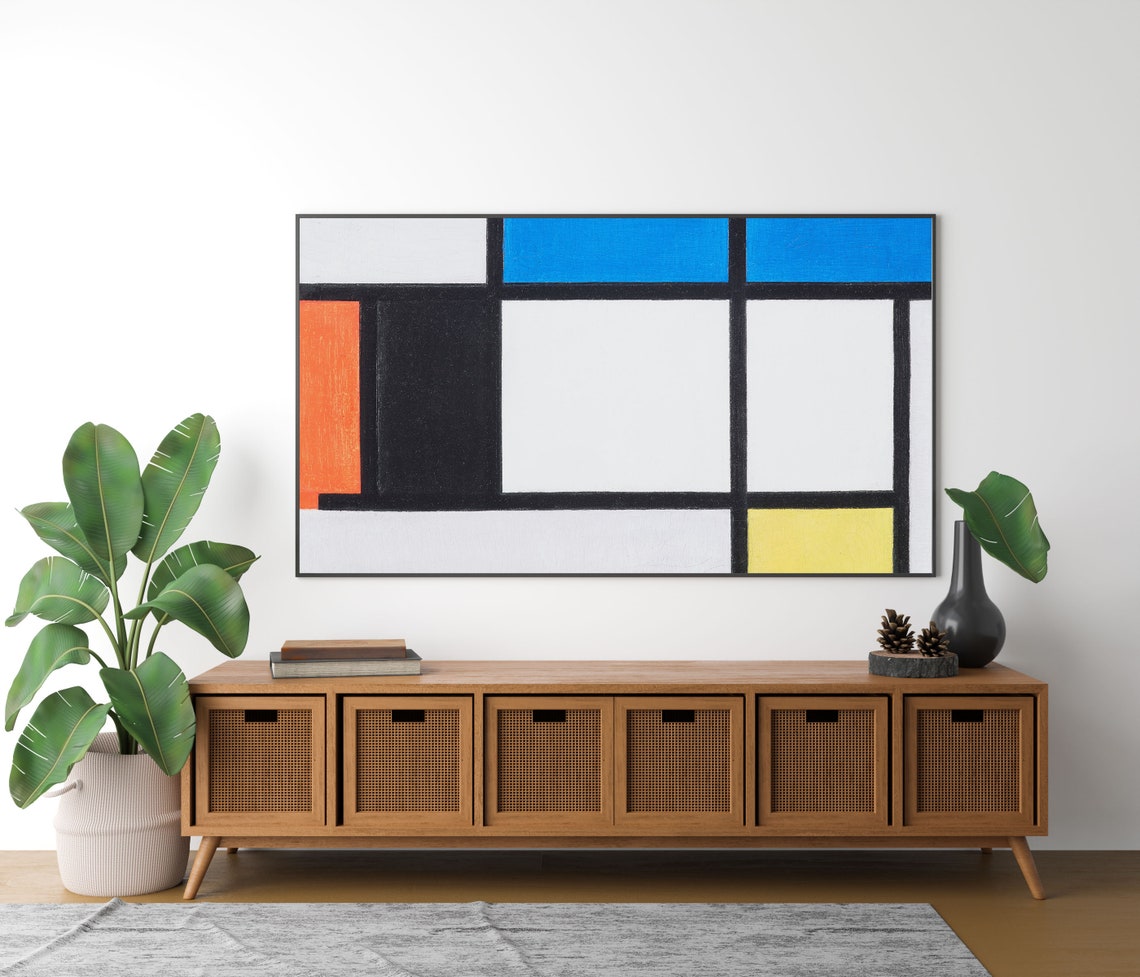 Mondrian Abstract Composition with Yellow Blue and Red Blocks Poster - Image 4