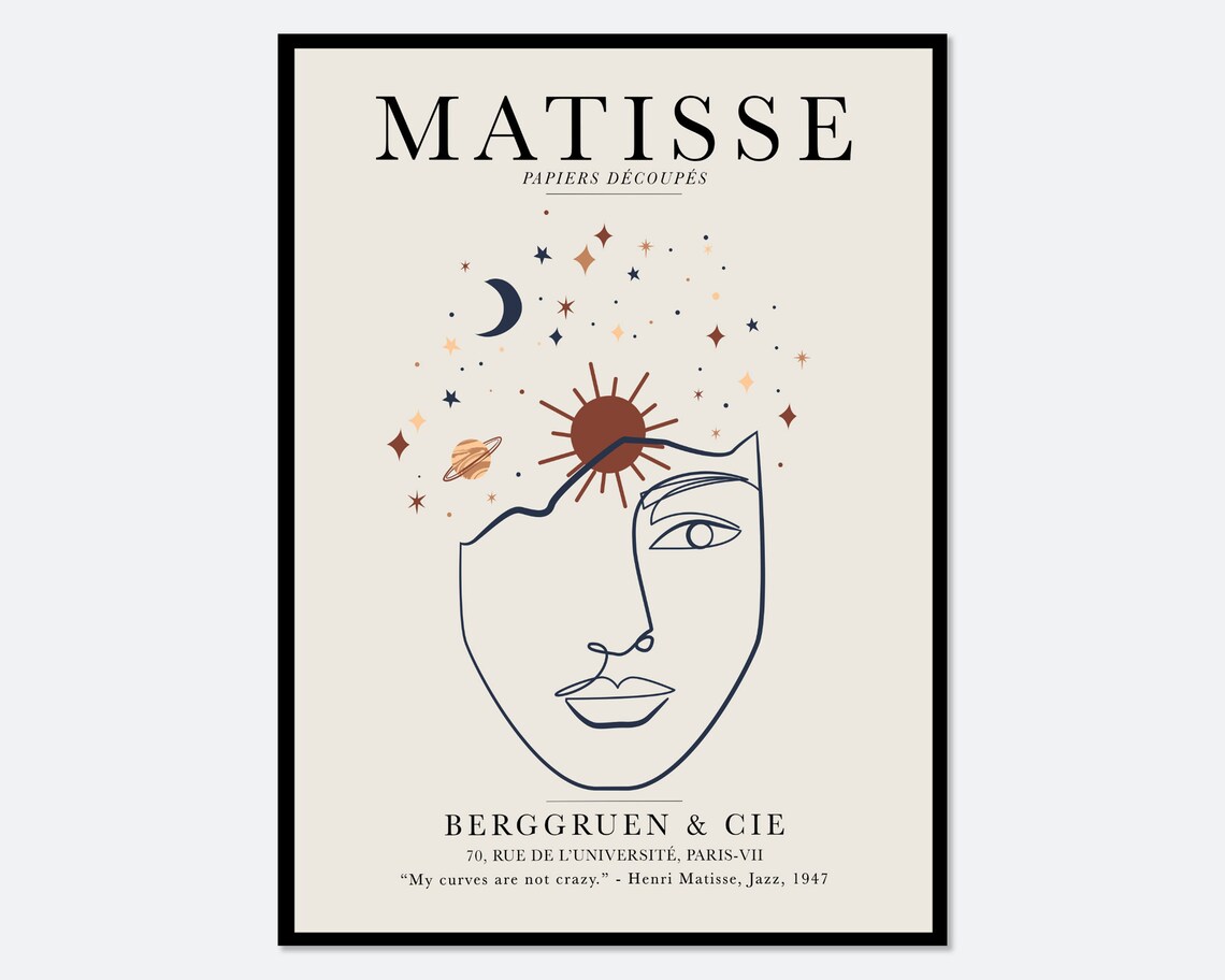 Henri Matisse Single Line Woman Face Poster