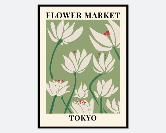 Flower Market Tokyo Botanical Art Print, Abstract Floral
