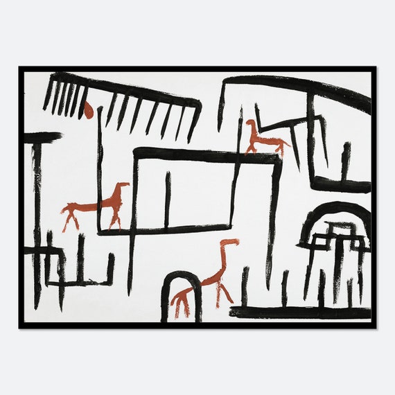 Paul Klee Animals In An Enclosure 1938 Abstract Vintage Animal Wall Art Print Paul Klee Painting Retro Museum Exhibition Poster Pk23