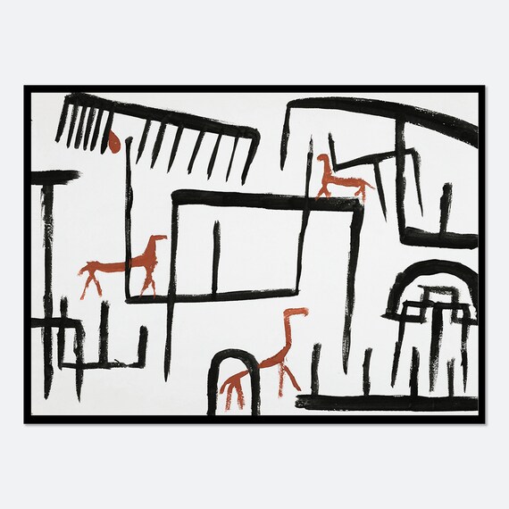Paul Klee Animals In An Enclosure 1938 Black Red Abstract Art Poster