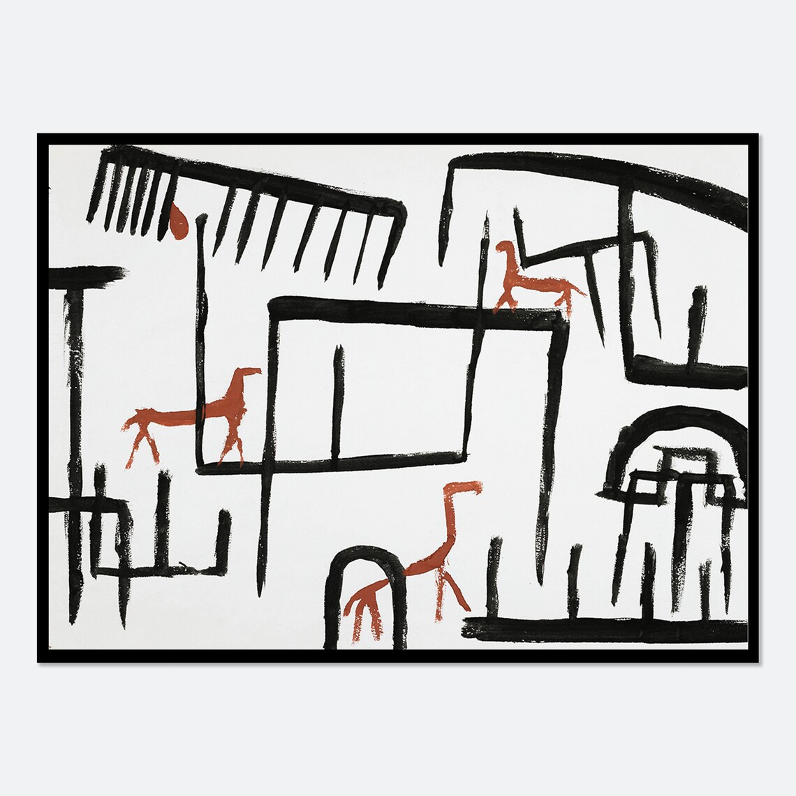 Paul Klee Animals In An Enclosure 1938 Black Red Abstract Art Poster