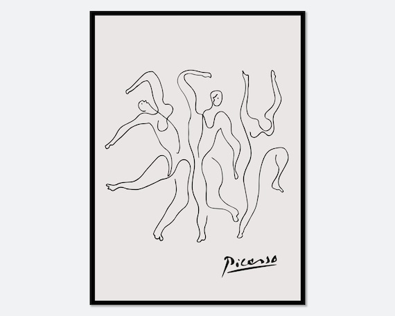 Pablo Picasso The Three Dancers 1925 Line Art Print, Vintage