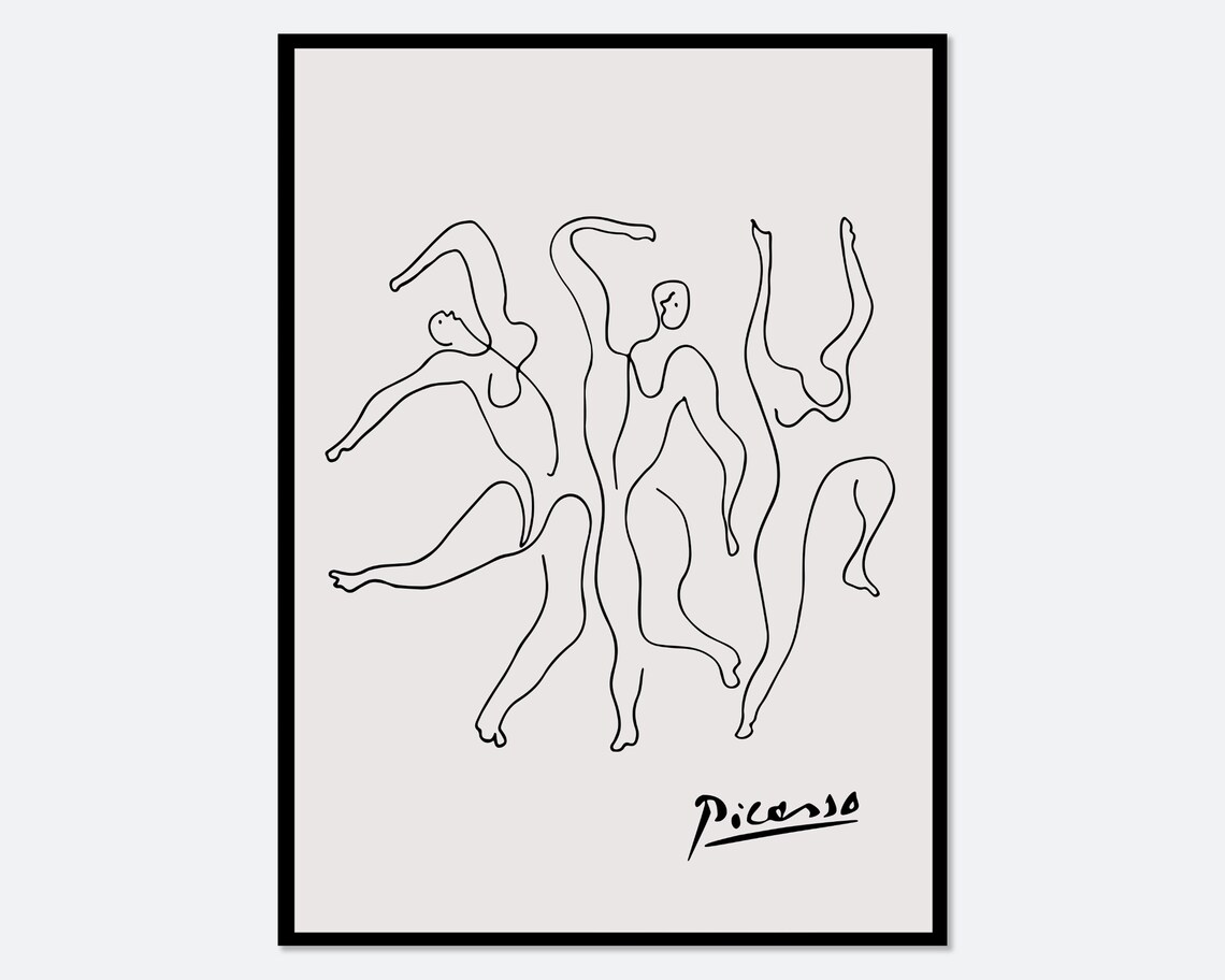 Pablo Picasso The Three Dancers 1925 Line Art Print, Vintage